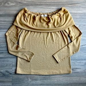 LOFT tan off shoulder long sleeve, NWT